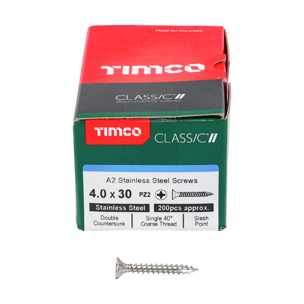 40030CLASS_w3.jpg Classic Screw PZ2 CSK A2 SS-4.0 x 30