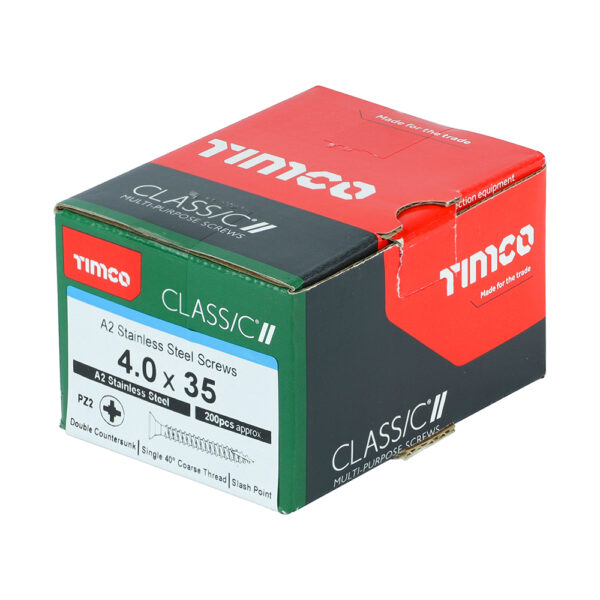 Classic Screw PZ2 CSK A2 SS-4.0 x 35
