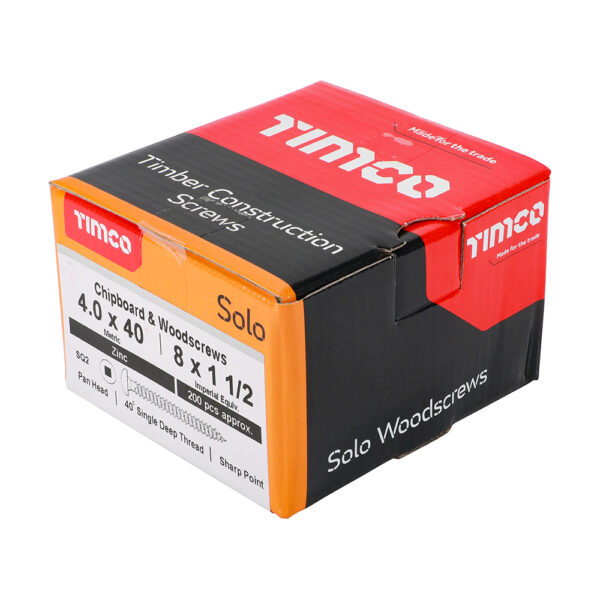 Solo Woodscrew SQ2 PAN Zinc-4.0 x 40