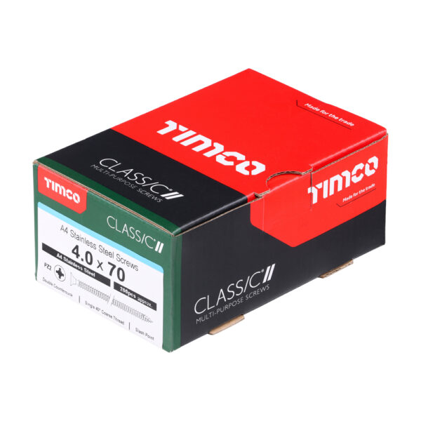 Classic Screw PZ2 CSK A4 SS-4.0 x 70