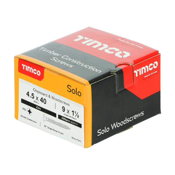 Solo Woodscrew PZ2 CSK Zinc-4.5 x 40