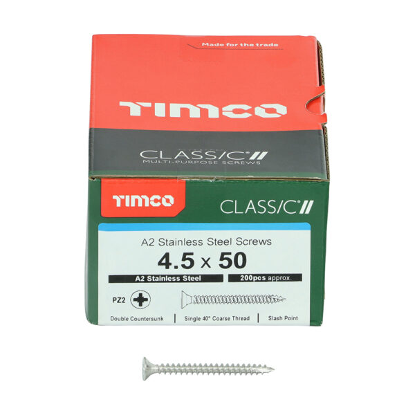Classic Screw PZ2 CSK A2 SS-4.5 x 50