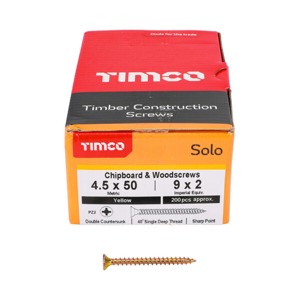 Solo Woodscrew PZ2 CSK ZYP-4.5 x 50