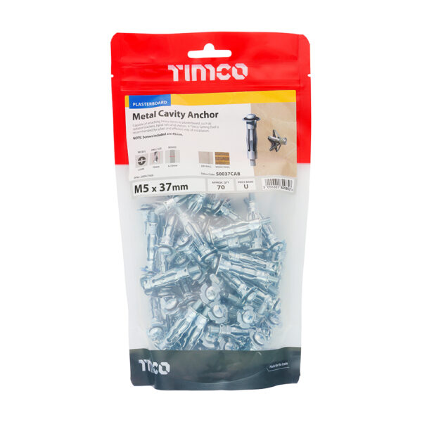 Cavity Anchor - BZP-M5 x 37 (45mm Screw)