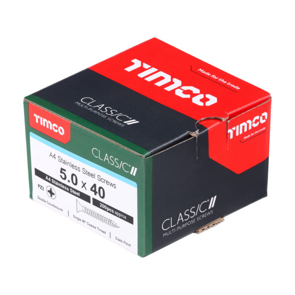 Classic Screw PZ2 CSK A4 SS-5.0 x 40