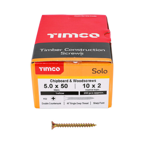 Solo Woodscrew PZ2 CSK ZYP-5.0 x 50