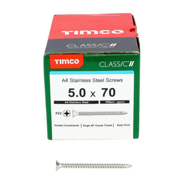 Classic Screw PZ2 CSK A4 SS-5.0 x 70