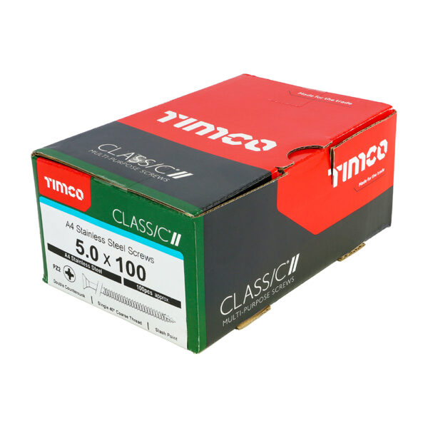 50100CLA4_w2.jpg Classic Screw PZ2 CSK A4 SS-5.0 x 100