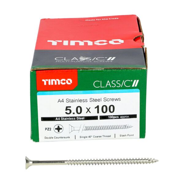 50100CLA4_w3.jpg Classic Screw PZ2 CSK A4 SS-5.0 x 100
