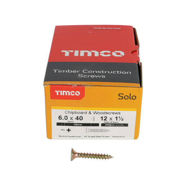 Solo Woodscrew PZ3 CSK ZYP-6.0 x 40