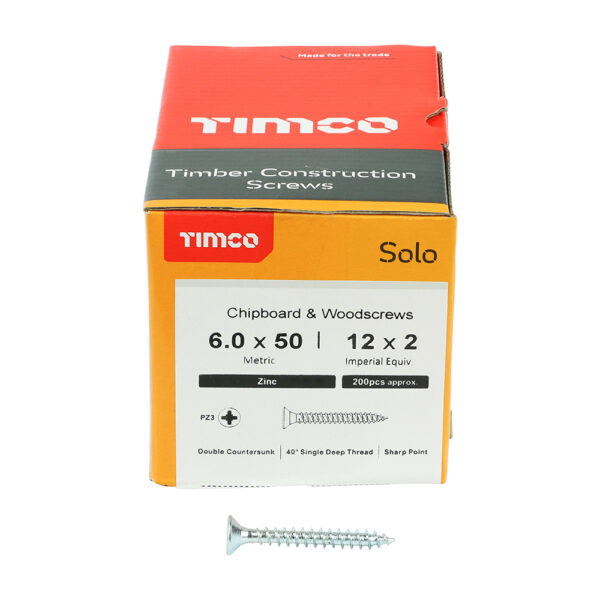 60050SOLOZ_w3.jpg Solo Woodscrew PZ3 CSK Zinc-6.0 x 50