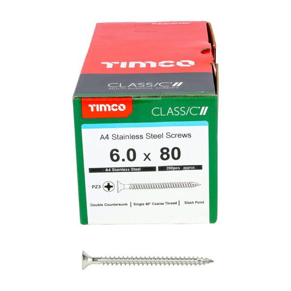 Classic Screw PZ3 CSK A4 SS-6.0 x 80