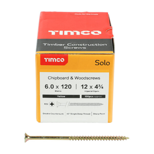 Solo Woodscrew PZ3 CSK ZYP-6.0 x 120