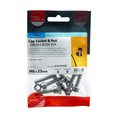 Cap Socket & Nut - A2 SS-M6 x 25