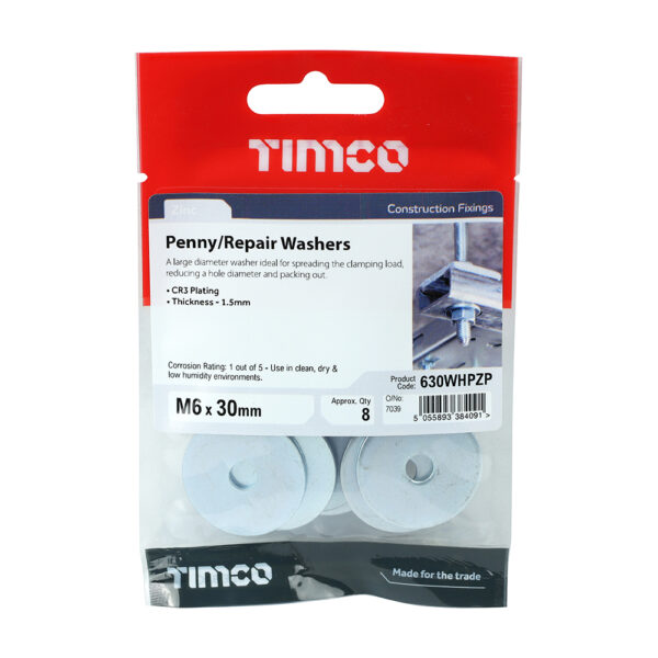 Penny Washer DIN 9054 - BZP-M6 x 30