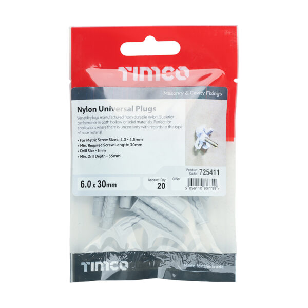 Nylon Universal Plug-6.0 x 30