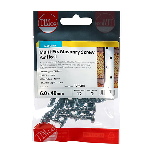 Multi-Fix Masonry Screw - PAN-6.0 x 40