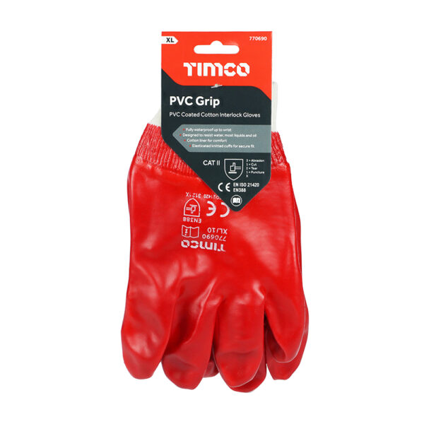 PVC Coated Grip Gloves Cotton-X Large
