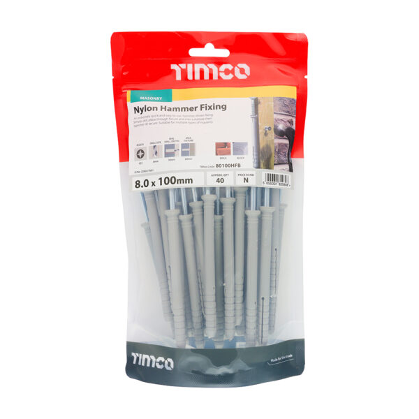 Nylon Hammer Fixing - BZP-8.0 x 100