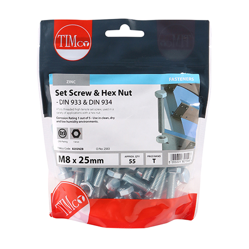 825SNZB_w2.jpg Set Screw & Hex Nut - BZP-M8 x 25