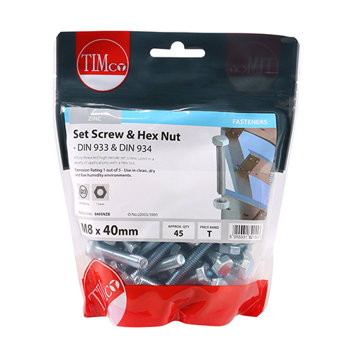 840SNZB_w2.jpg Set Screw & Hex Nut - BZP-M8 x 40