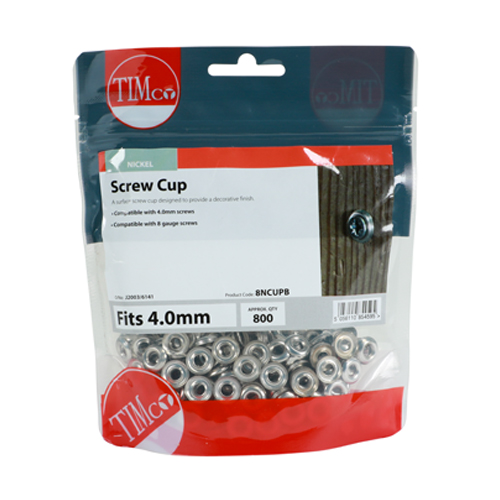 8NCUPB_w2.jpg Surface Screw Cups - Nickel-To fit 8 Gauge Screws