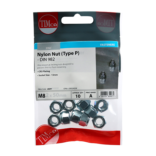 Nylon Nut Type P DIN 982 BZP-M8