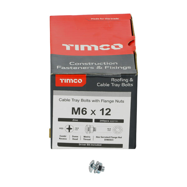 Cable Tray Bolt & F/Nut Zinc-M6 x 12