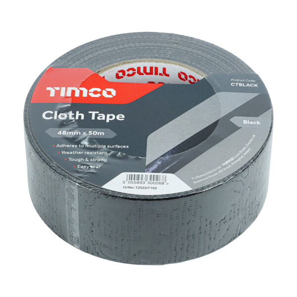 Cloth Tape Black-50m x 48mm