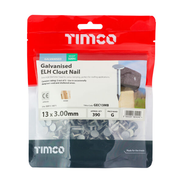 GEC13MB_w2.jpg Clout Nail ELH - Galvanised-13 x 3.00