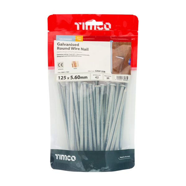 Round Wire Nail - Galvanised-125 x 5.60