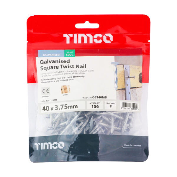 Square Twist Nail - Galvanised-40 x 3.75