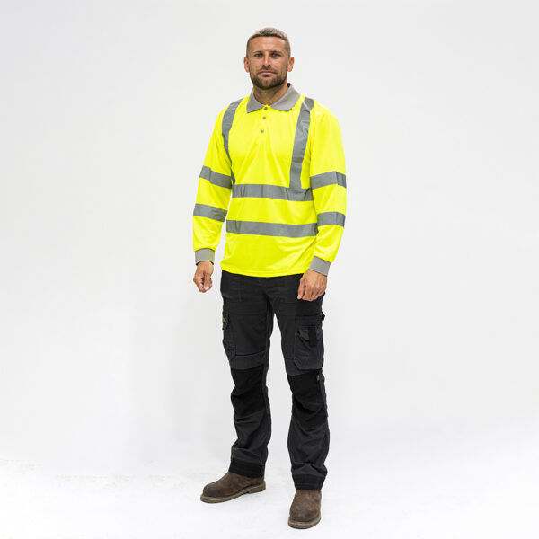 HVLSPXL_w1.jpg Hi-Vis Polo L/SLEEVE Yellow-X Large