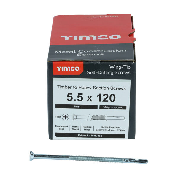 HW120B_w3.jpg WingTip Screw S/DRILL No4 Zinc-5.5 x 120