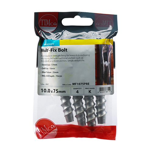 Multi-Fix Bolt Hex Head-10.0 x 75