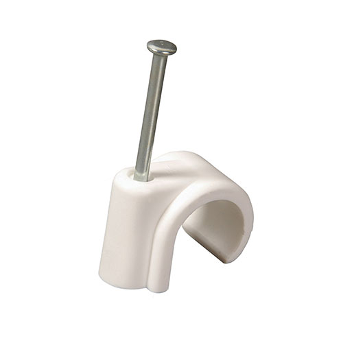 Nail In Pipe Clip - White-10mm