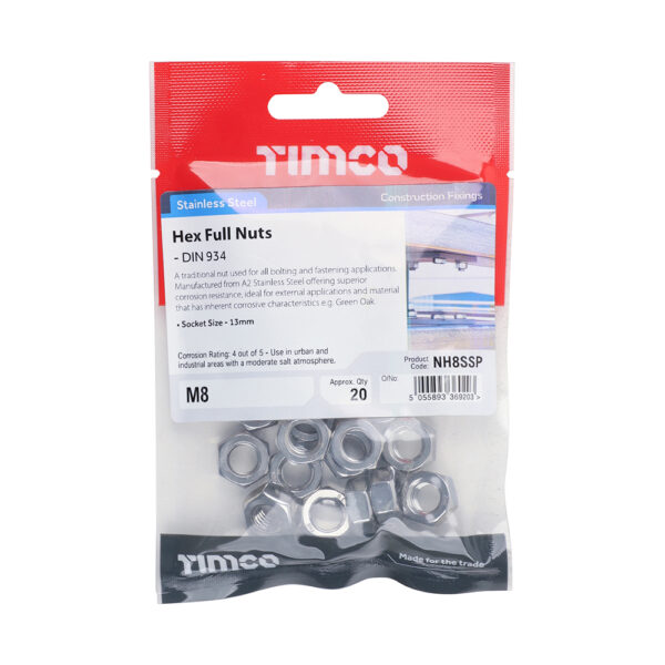 Hex Nut DIN 934 - A2 SS-M8