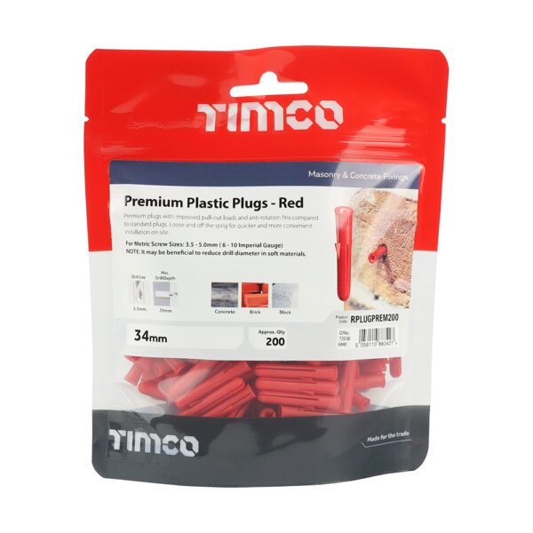 Premium Plastic Plugs - Red-34mm