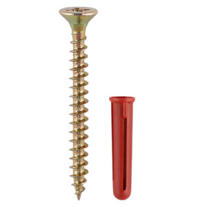 Screws & Red Plastic Plugs-30mm Red Plug, 4.0x40 Screw