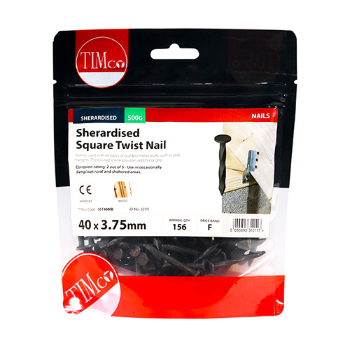 Square Twist Nail- Sherardised-40 x 3.75