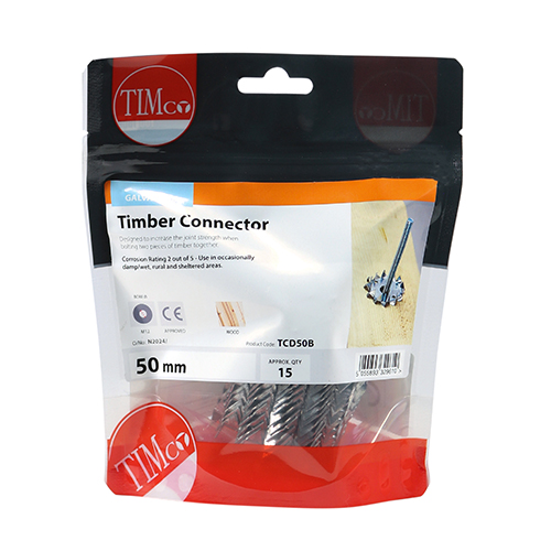 Double Timber Connector Galv-50mm / M12