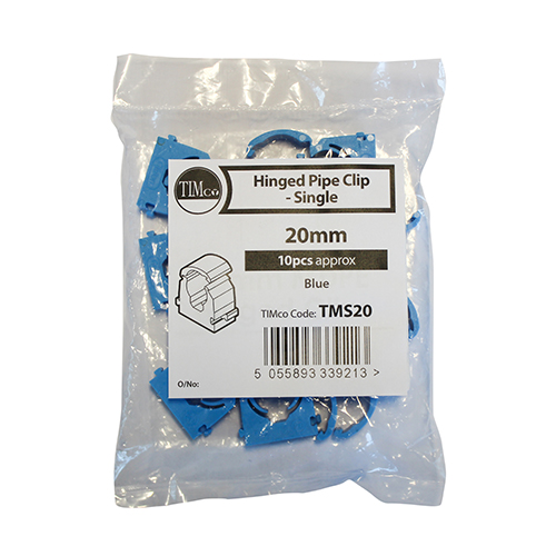 TMS20_w2.jpg MDPE Hinged Pipe Clip - Blue-20mm