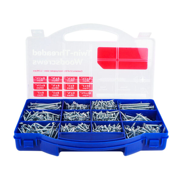Twin Woodscrew Mixed Tray Zinc-1,140pcs