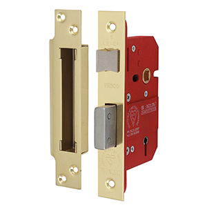 3 Lever Deadlock - Electro Brass 65 case / 45 backset