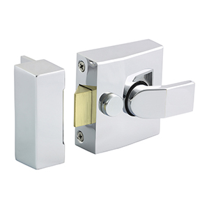 Narrow Style Nightlatch – Chrome 68 case / 40 backset