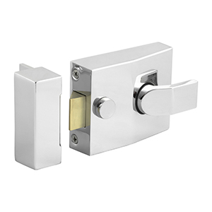 Narrow Style Nightlatch – Chrome 68 case / 40 backset